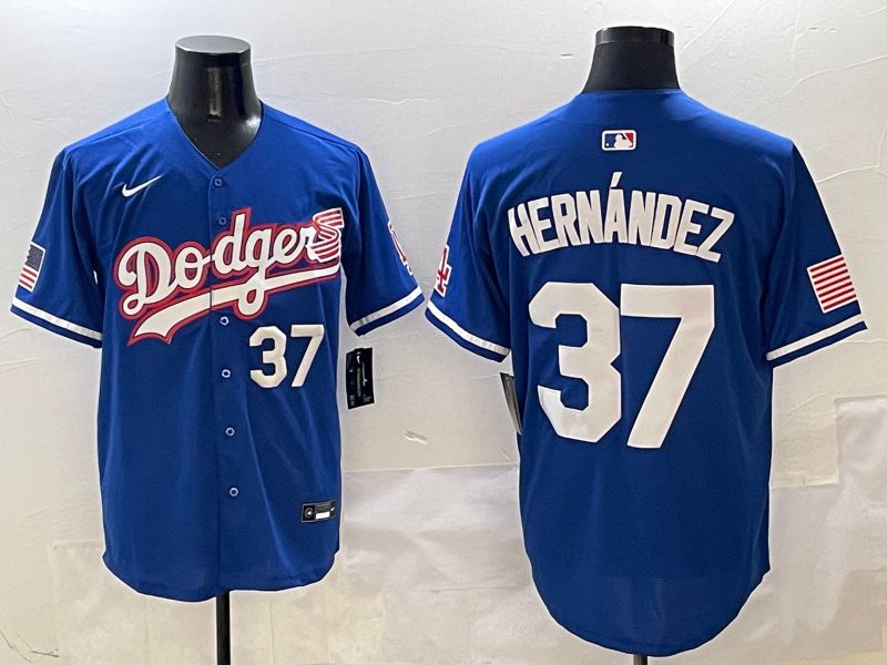 Men Los Angeles Dodgers #37 Hernandez Blue Second generation Joint Name Nike 2025 MLB Jersey style 4->los angeles dodgers->MLB Jersey
